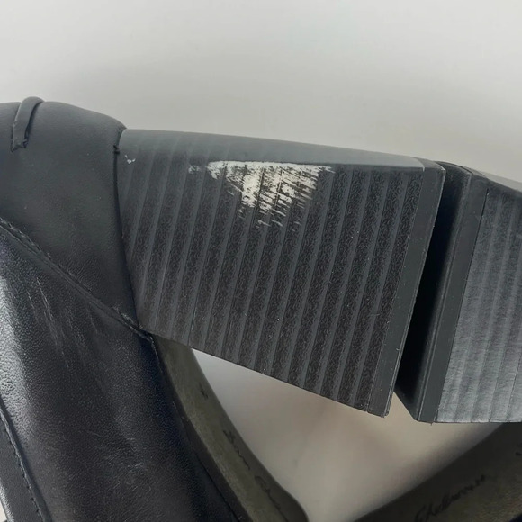 Sam Edelman Quinly Leather Slip On Chunky Block Heel Loafers Kilty Pumps 7.5M - Picture 8 of 13